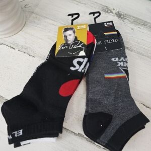 Four Pairs Of Elvis Presley & Pink Floyd Unisex Ankle Sock Bundle